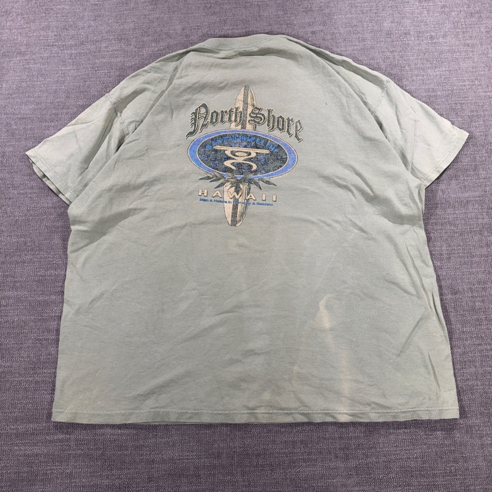 Fruit of the Loom T-Shirt Mens 2XL Green Good North Shore Hawaii Surf Graphic